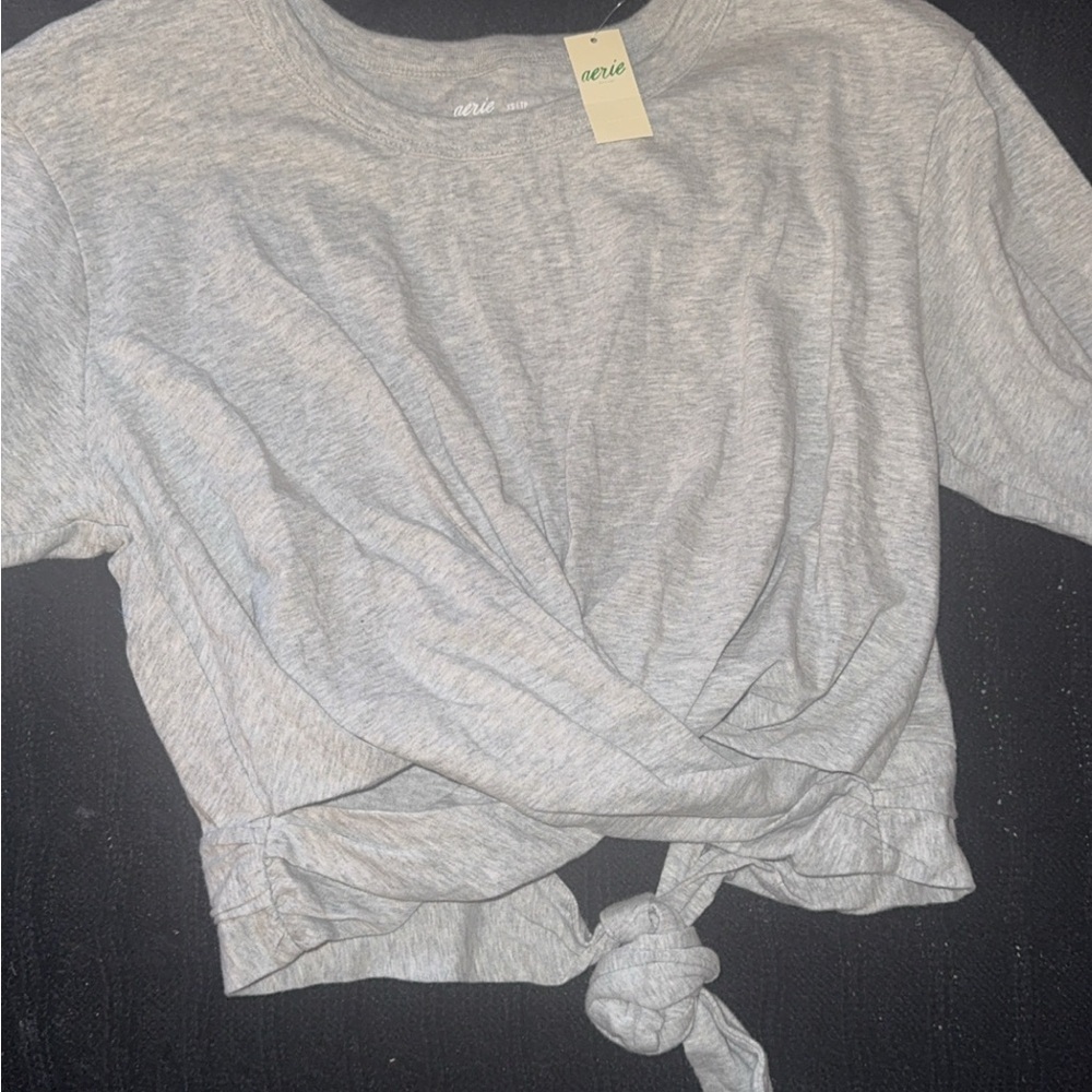 Aerie Gray Knot Back Top